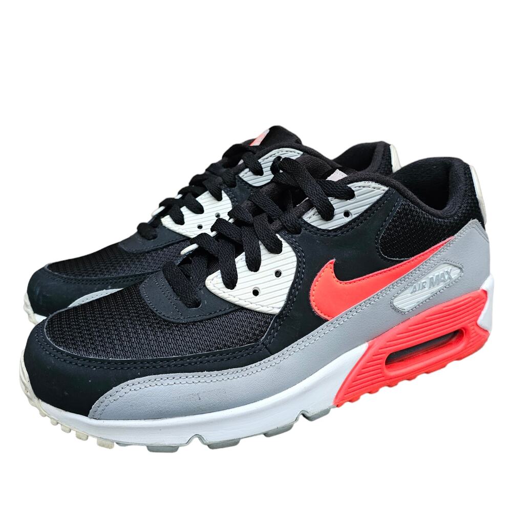 Nike Air Max 90 Essential Sneaker Size 8.5 Wolf Grey Bright Crimson AJ1285-012